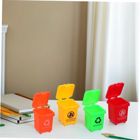 Toyvian 20pcs Mini Trash Can - Mini Toy Garbage Can - Small Desktop Storage Bin with Lids for Trash Party Favor Garbage Truck Birthday Decoration in Kuwait