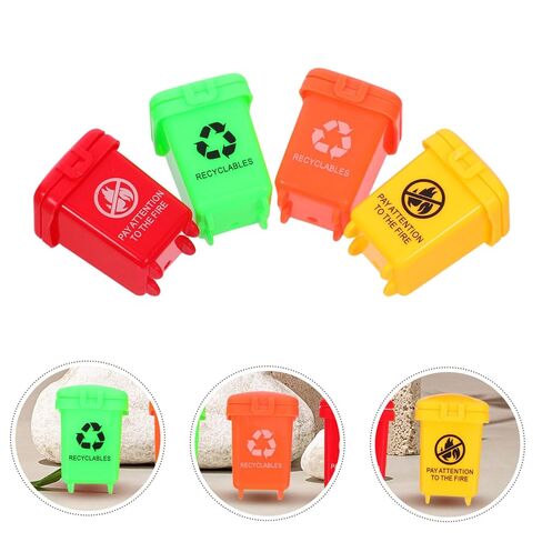 Toyvian 20pcs Mini Trash Can - Mini Toy Garbage Can - Small Desktop Storage Bin with Lids for Trash Party Favor Garbage Truck Birthday Decoration in Kuwait