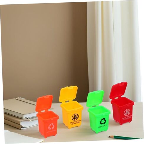 Toyvian 20pcs Mini Trash Can - Mini Toy Garbage Can - Small Desktop Storage Bin with Lids for Trash Party Favor Garbage Truck Birthday Decoration in Kuwait