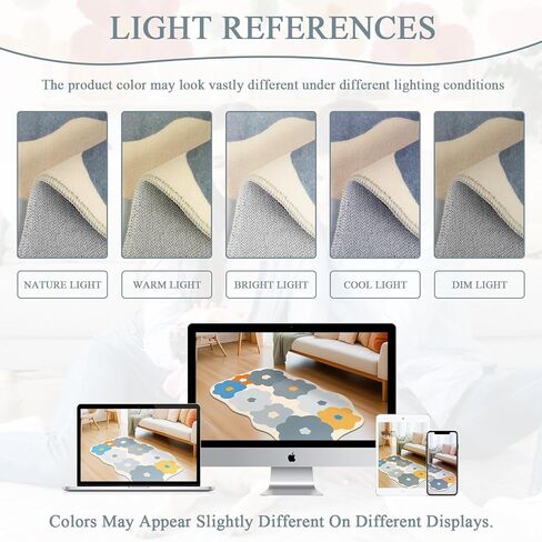 Floral Cute Rug 3x5 Irregular Scalloped Rug Beige Flower Shaped Indoor Mat Bedroom Floor Carpet Non Slip Washable Area Rug for Kids Room Playroom Living Room Entryway in Kuwait