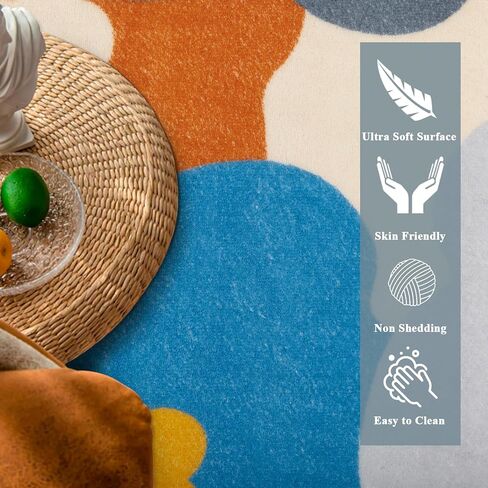 Floral Cute Rug 3x5 Irregular Scalloped Rug Beige Flower Shaped Indoor Mat Bedroom Floor Carpet Non Slip Washable Area Rug for Kids Room Playroom Living Room Entryway in Kuwait