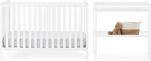 Delta Children Ruby 6-in-1 Crib & Change Table Set 2 قطعة-GreenGuard Gold Certified ، Bianca White in Kuwait