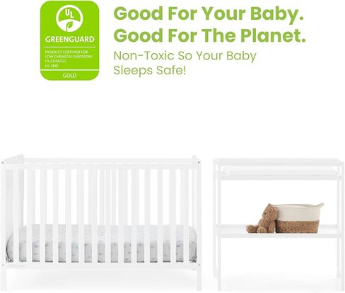 Delta Children Ruby 6-in-1 Crib & Change Table Set 2 قطعة-GreenGuard Gold Certified ، Bianca White in Kuwait