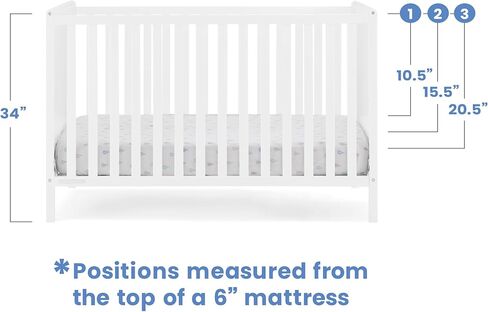 Delta Children Ruby 6-in-1 Crib & Change Table Set 2 قطعة-GreenGuard Gold Certified ، Bianca White in Kuwait