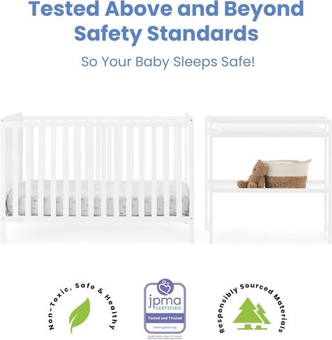 Delta Children Ruby 6-in-1 Crib & Change Table Set 2 قطعة-GreenGuard Gold Certified ، Bianca White in Kuwait