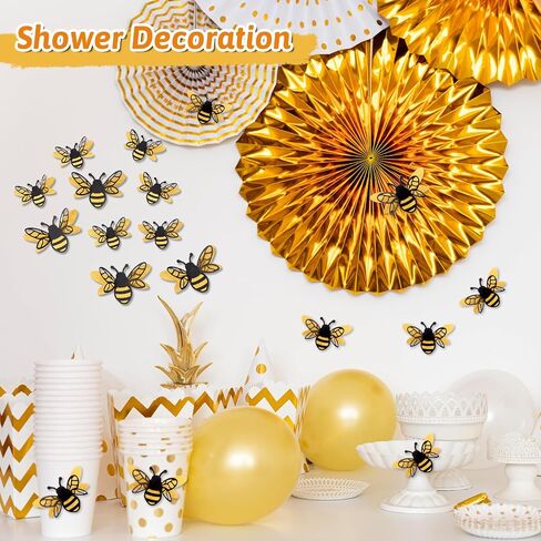 24 Pcs 3D Bee Decorations, 2 Size Double Layer Glitter Honey Bee Stickers Wall Decor, Realistic Shining Tiny Bumble Bees Cutouts Decals for Home, Party, Classroom, Outdoor Themed Decor in Saudi Arabia
