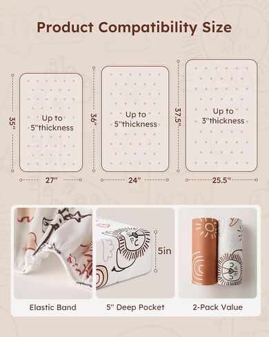 Yoofoss Baby Crib Sheets 2 Pack for Boys and Girls - 52 × 28 ملاءمة ورقة سرير محايدة للسرقة القياسية والمرتبة الصغار ، عالم حيوانات ميكروفيات ناعمة فائقة التنفس in Saudi Arabia