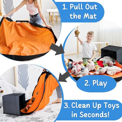 XL Toy Storage Organizer with Play Mat - Storage Bag/Box for Kids, Boys, Girls, Nursery, Playroom - Basket for Building Bricks/Blocks - Collapsible Fabric Cube Bin, 13"x13"x15" in Saudi Arabia