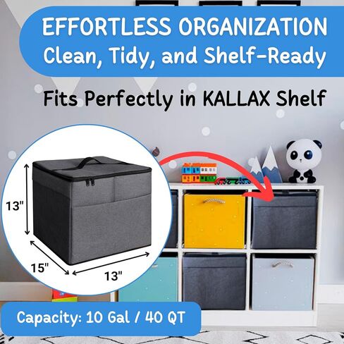 XL Toy Storage Organizer with Play Mat - Storage Bag/Box for Kids, Boys, Girls, Nursery, Playroom - Basket for Building Bricks/Blocks - Collapsible Fabric Cube Bin, 13"x13"x15" in Saudi Arabia