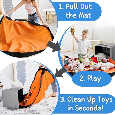 XL Toy Storage Organizer مع Play Mat - حقيبة/صندوق للتخزين للأطفال ، الأولاد ، الفتيات ، الحضانة ، غرفة اللعب - سلة لبناء الطوب/الكتل - قابلة للطيبة القابلة للطيبة ، 13 "x13" x15 " in Kuwait