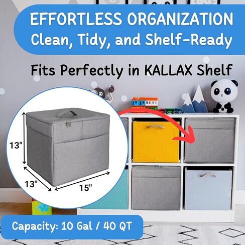 XL Toy Storage Organizer مع Play Mat - حقيبة/صندوق للتخزين للأطفال ، الأولاد ، الفتيات ، الحضانة ، غرفة اللعب - سلة لبناء الطوب/الكتل - قابلة للطيبة القابلة للطيبة ، 13 "x13" x15 " in Kuwait