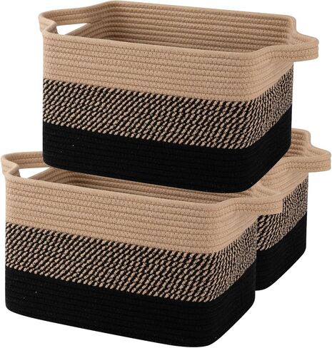 OIAHOMY Storage Basket, Woven Baskets for Storage, Cotton Rope Basket for toys,Towel Baskets for Bathroom - Pack of 3, Gradient Yellow in Saudi Arabia