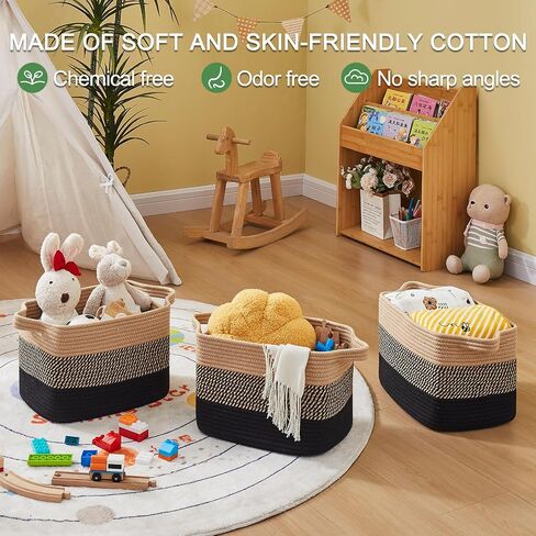 OIAHOMY Storage Basket, Woven Baskets for Storage, Cotton Rope Basket for toys,Towel Baskets for Bathroom - Pack of 3, Gradient Yellow in Saudi Arabia