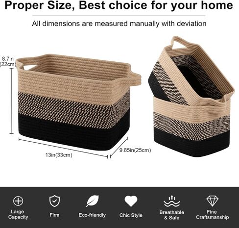 OIAHOMY Storage Basket, Woven Baskets for Storage, Cotton Rope Basket for toys,Towel Baskets for Bathroom - Pack of 3, Gradient Yellow in Saudi Arabia