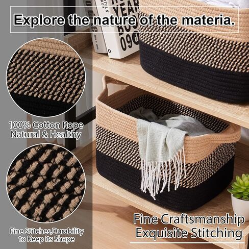 OIAHOMY Storage Basket, Woven Baskets for Storage, Cotton Rope Basket for toys,Towel Baskets for Bathroom - Pack of 3, Gradient Yellow in Saudi Arabia