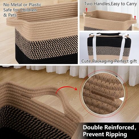 OIAHOMY Storage Basket, Woven Baskets for Storage, Cotton Rope Basket for toys,Towel Baskets for Bathroom - Pack of 3, Gradient Yellow in Saudi Arabia