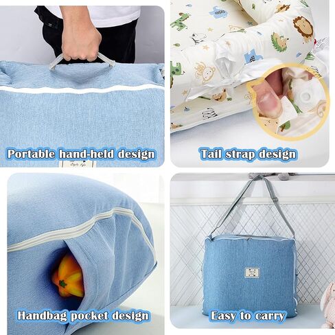 Baby Lounger for Newborn, Portable Breathable Baby Nest Infant Lounger Adjustable U-Shaped Safety Bumper for Cozy Comfort - Grey Houndstooth in Saudi Arabia