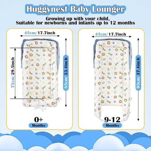 Baby Lounger for Newborn, Portable Breathable Baby Nest Infant Lounger Adjustable U-Shaped Safety Bumper for Cozy Comfort - Grey Houndstooth in Saudi Arabia