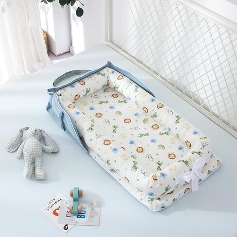 Baby Lounger for Newborn, Portable Breathable Baby Nest Infant Lounger Adjustable U-Shaped Safety Bumper for Cozy Comfort - Grey Houndstooth in Saudi Arabia