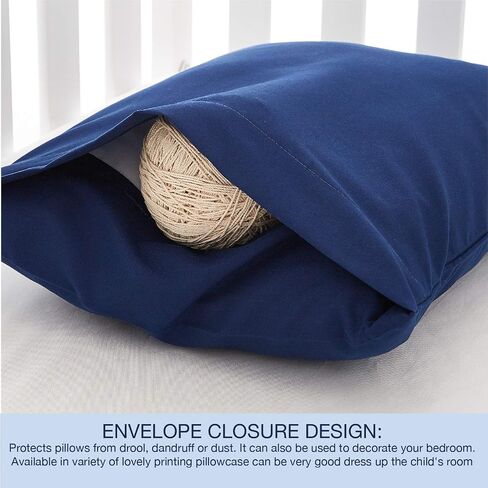 EXQ Home Toddler Pillowcases 13x18 Travel Pillow Case Set of 2, Small Pillow Case Fits Baby Pillow Sized 12x16, 13x18, Kids Pillowcases 2 Pack Machine Washable with Envelope Closure(Navy) in Kuwait