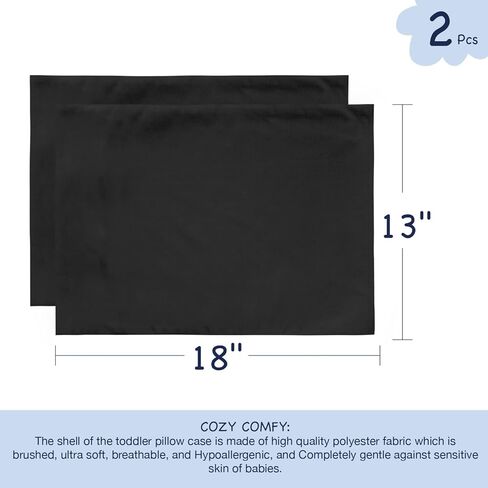 EXQ Home Toddler Pillowcases 13x18 Travel Pillow Case Set of 2, Small Pillow Case Fits Baby Pillow Sized 12x16, 13x18, Kids Pillowcases 2 Pack Machine Washable with Envelope Closure(Navy) in Kuwait