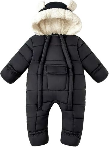 Baby Girls Boys Snowsuit Newborn Winter Clothes Jumpsuit Romper Infant Hooded Fleece Coat Jacket Outwear in Kuwait