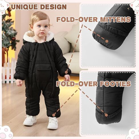 Baby Girls Boys Snowsuit Newborn Winter Clothes Jumpsuit Romper Infant Hooded Fleece Coat Jacket Outwear in Kuwait