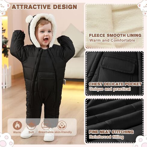 Baby Girls Boys Snowsuit Newborn Winter Clothes Jumpsuit Romper Infant Hooded Fleece Coat Jacket Outwear in Kuwait