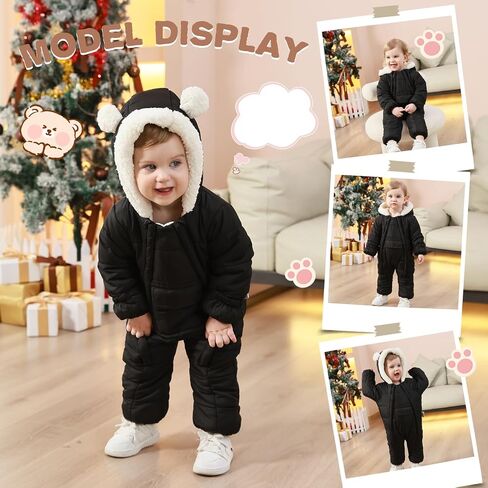 Baby Girls Boys Snowsuit Newborn Winter Clothes Jumpsuit Romper Infant Hooded Fleece Coat Jacket Outwear in Kuwait