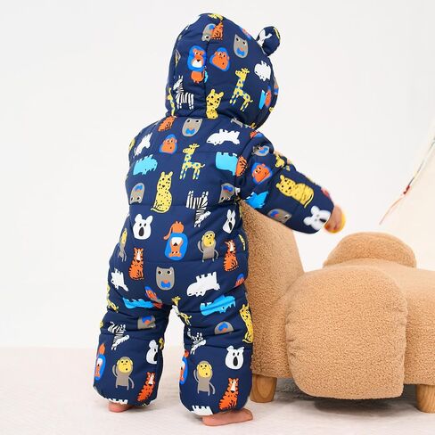 JiAmy Baby Snowsuit Baby Printed Winter Clothes With Flod-Over Girl Boy Hooded Outfits Jumpsuit Coat in Saudi Arabia