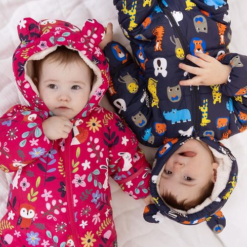 JiAmy Baby Snowsuit Baby Printed Winter Clothes With Flod-Over Girl Boy Hooded Outfits Jumpsuit Coat in Saudi Arabia