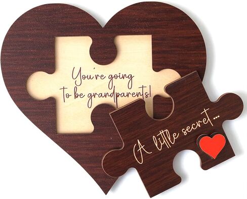 KATINAT Grandparent Reveal Keepsake, Pregnancy Announcement for Grandparents, Baby Announcement Sign, Sonogram Picture Frame Wooden Keepsake Box, First Time Grandparents Gift (White Heart) in Saudi Arabia