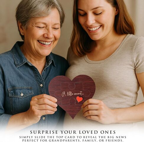 KATINAT Grandparent Reveal Keepsake, Pregnancy Announcement for Grandparents, Baby Announcement Sign, Sonogram Picture Frame Wooden Keepsake Box, First Time Grandparents Gift (White Heart) in Saudi Arabia