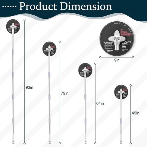 Pole Sander For Drywall, Sanding Pole – 49-93 Inch Manual Hand Drywall Sander with Extension Pole, Perfect for Painting | Complete with 5 Sanding Sheets (60, 100, 180, 240, 320 Grit) in Saudi Arabia