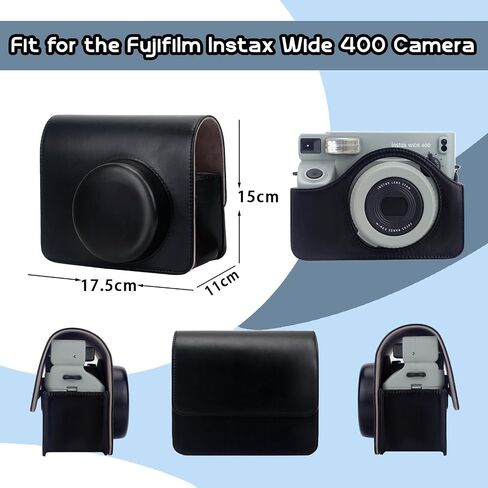 تلائم الكاميرا ل Fujifilm Instax Wide 400 ، حالة حماية من الجلد بو مع حزام كتف قابل للتعديل ، صورة صغيرة ، إطار صور مغناطيسي 5 بوصة وأكمام البطاقة in Kuwait