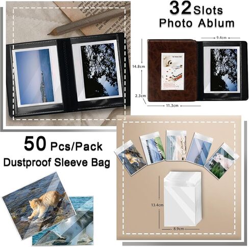 Camera Case Fit for Fujifilm Instax Wide 400, PU Leather Protective Case with Adjustable Shoulder Strap, Small Photo Ablum, 5 Inch Magnetic Photo Frame and Card Sleeve in Saudi Arabia