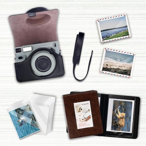 Camera Case Fit for Fujifilm Instax Wide 400, PU Leather Protective Case with Adjustable Shoulder Strap, Small Photo Ablum, 5 Inch Magnetic Photo Frame and Card Sleeve in Saudi Arabia
