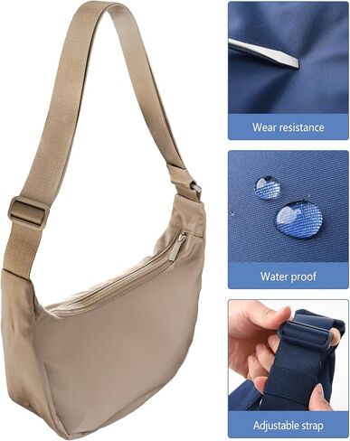 Large Crescent Bag, Crossbody Bag for Women, Men, Large Capacity All Weather Resistant Crossbody Bag, Adjustable Strap, Nylon in Saudi Arabia