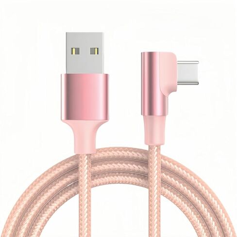 Right Angle USB C Cable, Type C 90 Degree Cable, Braided USB Type C Long Cord Fast Charging Sync Cable for Samsung Galaxy S20 S10 S10E S9 S8 Plus Note 10 9 LG etc. (3Pack 3FT 6FT 10FT) (Silver Grey) in Kuwait