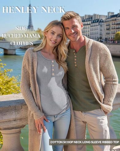 4 Pack Womens Maternity Shirts Cotton Scoop Neck Long Sleeve Ribbed Pregnancy Top Henley Side Ruched Mama Clothes in Saudi Arabia