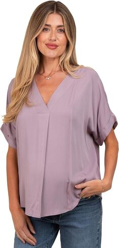 Pinkblush v-neck pin-tuck تفاصيل أمومة أعلى in Saudi Arabia