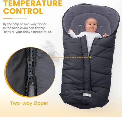Orzbow Universal Footmuff for Stroller ، Winter Warm Baby Cwhting Bagting ، صوف قطبي دافئ مقاوم للرياح مقاوم للماء ، مبطنة على حقيبة النوم في عربة الأطفال ، الأسود in Saudi Arabia