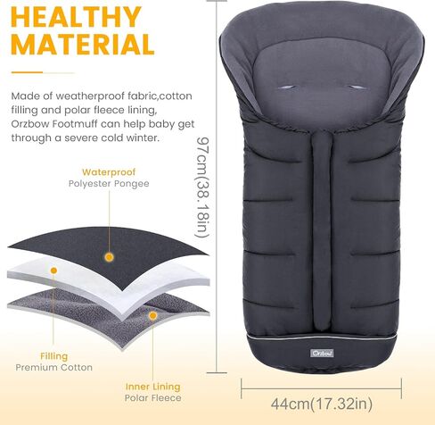 Orzbow Universal Footmuff for Stroller ، Winter Warm Baby Cwhting Bagting ، صوف قطبي دافئ مقاوم للرياح مقاوم للماء ، مبطنة على حقيبة النوم في عربة الأطفال ، الأسود in Saudi Arabia