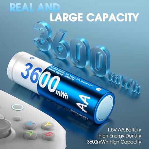 Artman Rechargeable Lithium AA Batteries 12 Pack with Storage 12-Slot Charger, 3600mWh AA Lithium Batteries for Blink Outdoor Camera, 1.5V Constant Double A Battery Recharge up to 2000+ Cycles (Blue) in Saudi Arabia