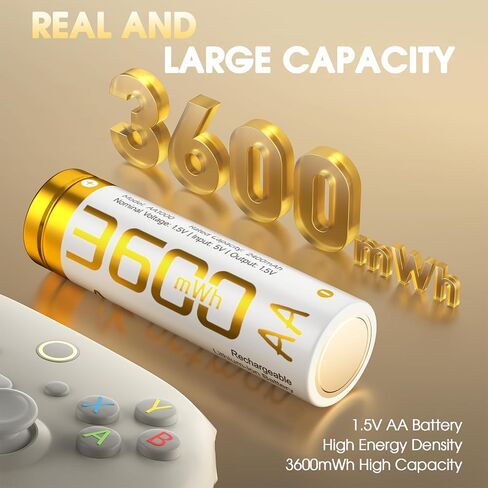 Artman Lithargable Lithium AA بطاريات 12 حزمة مع شاحن تخزين 12 فحوصات ، 3600MWH بطاريات الليثيوم AA للكاميرا الخارجة في الهواء الطلق ، ثابت 1.5 فول in Kuwait