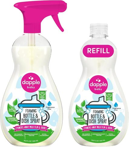 Dapple Foaming Dish Soap, Hypoallergenic for Sensitive Skin, Powered by Plants, Fragrance Free 13 Fl Oz (Pack of 1) in Kuwait