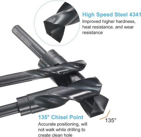 HARFINGTON 15mm Twist Drill Bit 6542 High-Speed Steel, 10mm Tri-Edge Shank, Black Oxide Coated, 135° Point for Metal & Woodworking in Saudi Arabia