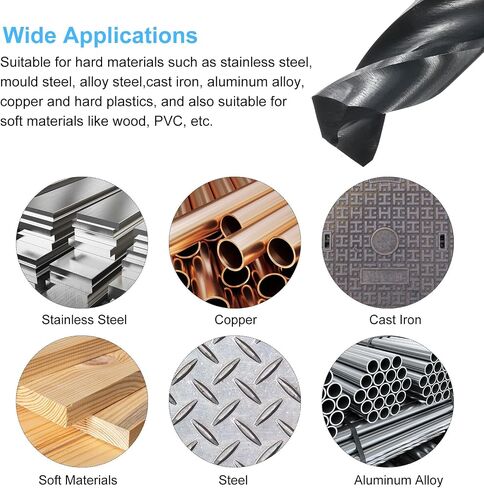 HARFINGTON 15mm Twist Drill Bit 6542 High-Speed Steel, 10mm Tri-Edge Shank, Black Oxide Coated, 135° Point for Metal & Woodworking in Saudi Arabia