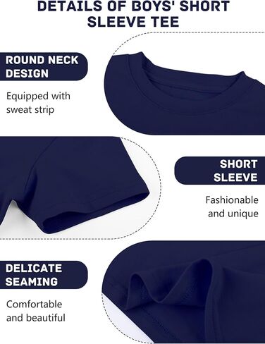 Poroka 5 Pack Toddler Boys Short Sleeve Cotton T-Shirt Crew Neck T-Shirt for Baby Toddler, 4 Sizes in Saudi Arabia