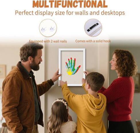 Vidwanhome White Family Handprint Kit - إطار ذي تذكار Craft Craft ، ومجموعات طباعة يدوية الطفل ، وهدايا عائلية للأم الجديدة ، والآباء الجدد ، والأجداد ، عيد الأب ، عيد الأم ، الذكرى السنوية (أبيض) in Saudi Arabia